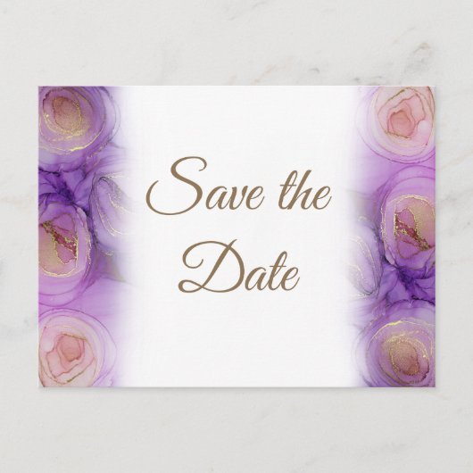 Mooie Abstracte Lavendelrozen Bruiloft Aankondigingskaart (Voorkant)