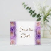 Mooie Abstracte Lavendelrozen Bruiloft Aankondigingskaart (Staand voorkant)