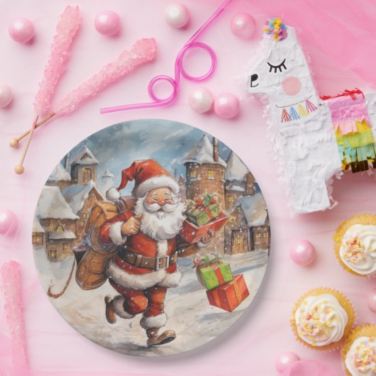 Mooie Abstracte lopende kerstcadeau's Papieren Bordje (Feest)