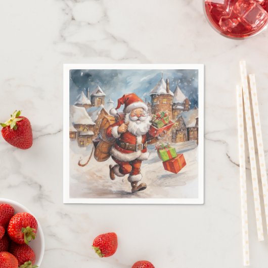 Mooie Abstracte lopende kerstcadeau's Servet (Insitu)