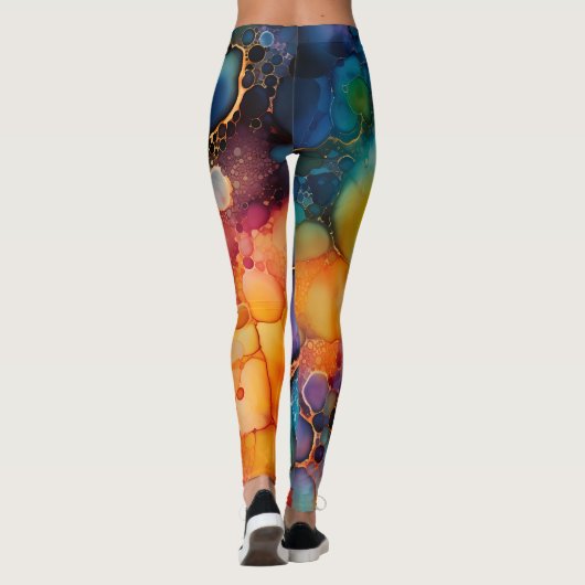 Mooie Abstracte Regenboog Alcohol Ink Liquid Art Leggings (Achterkant)