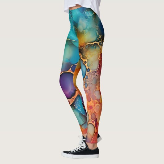 Mooie Abstracte Regenboog Alcohol Ink Liquid Art Leggings (Links)
