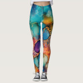 Mooie Abstracte Regenboog Alcohol Ink Liquid Art Leggings (Voorkant)
