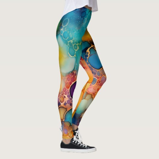Mooie Abstracte Regenboog Alcohol Ink Liquid Art Leggings (Rechts)