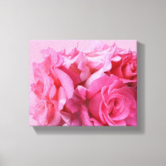 Mooie abstracte roze rozen bloemen canvas afdruk