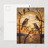 Mooie Abstracte vogeltjes bij Sunrise Decorative Briefkaart (Voorkant / Achterkant)