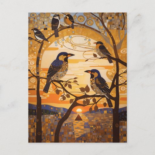 Mooie Abstracte vogeltjes bij Sunrise Decorative Briefkaart (Voorkant)