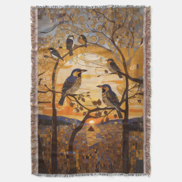 Mooie Abstracte vogeltjes bij Sunrise Decorative Deken