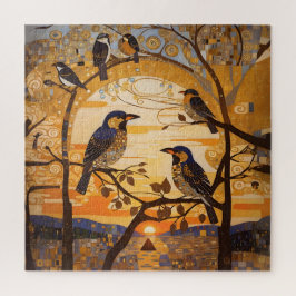 Mooie Abstracte vogeltjes bij Sunrise Decorative Legpuzzel