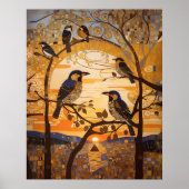 Mooie Abstracte vogeltjes bij Sunrise Decorative Poster (Voorkant)