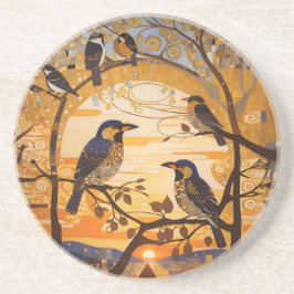 Mooie Abstracte vogeltjes bij Sunrise Decorative Zandsteen Onderzetter