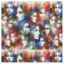 Mooie Abstracte vrouwen gezichten kunst Stof
