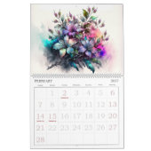 Mooie Abstracte Waterverf bloemen Kalender (Feb 2027)