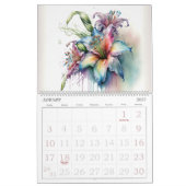 Mooie Abstracte Waterverf bloemen Kalender (Jan 2027)