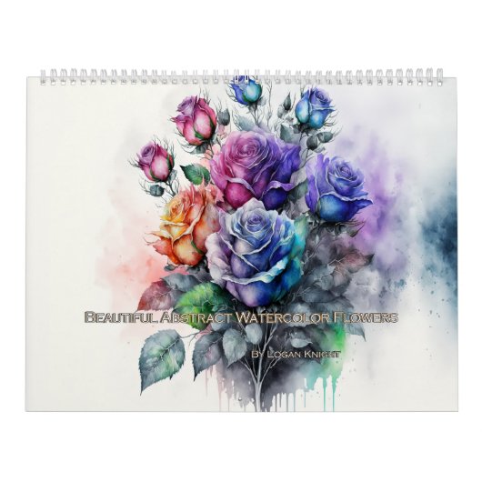 Mooie Abstracte Waterverf bloemen Kalender (Hoes)