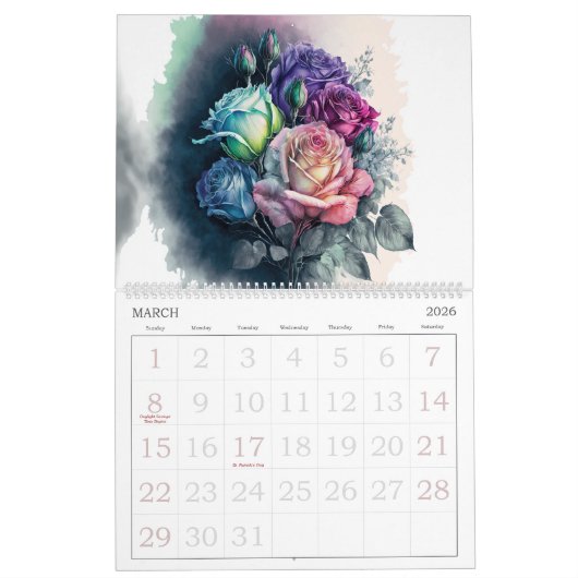 Mooie Abstracte Waterverf bloemen Kalender (Mar 2026)