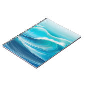 Mooie abstracte zacht blauwe oceaan golven spatten notitieboek (Linkerzijde)