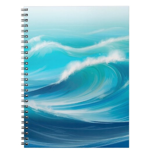 Mooie abstracte zacht blauwe oceaan golven spatten notitieboek (Voorkant)