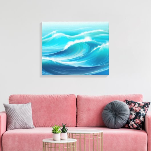 Mooie Abstracte zacht blauwe oceaan splash golven Canvas Afdruk (Insitu (Woonkamer))