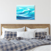 Mooie Abstracte zacht blauwe oceaan splash golven Canvas Afdruk (Insitu (Slaapkamer))