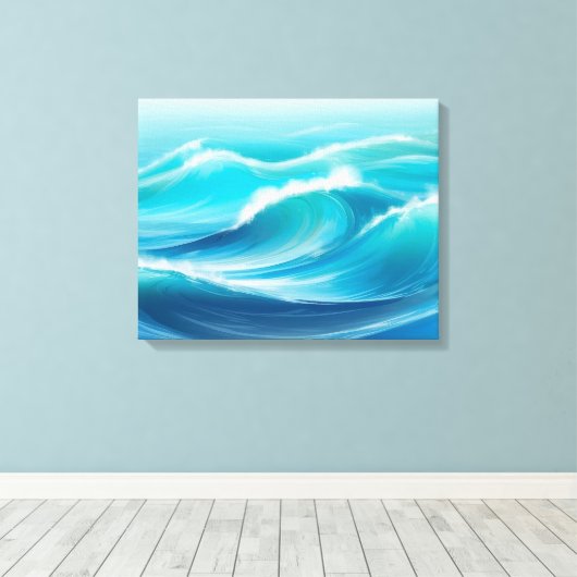 Mooie Abstracte zacht blauwe oceaan splash golven Canvas Afdruk (Insitu (Houten vloer))