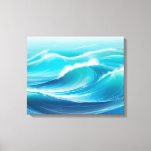Mooie Abstracte zacht blauwe oceaan splash golven Canvas Afdruk