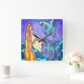 Mooie Abstracte zeemeermin kunst Vierkante Klok (Huis)