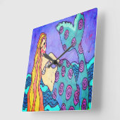 Mooie Abstracte zeemeermin kunst Vierkante Klok (Hoek)