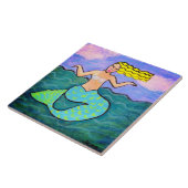 Mooie Abstracte zeemeermin schilderij Tegeltje (Zijkant)
