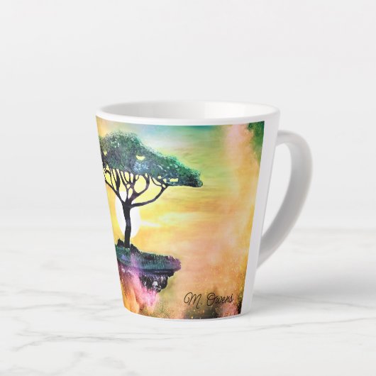 Mooie Acacia-boom in Afrika Latte Mok (Rechterhoek)