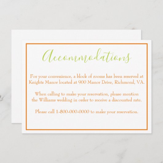 Mooie accommodaties informatiekaartje (Voorkant / Achterkant)