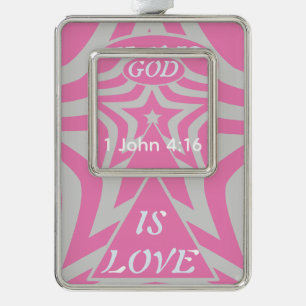 Mooie Achempong God Is Love Star Pastel Roze Verzilverd Omlijst Ornament