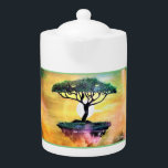 Mooie acia-boom die op zonsondergang drijft theepot<br><div class="desc">Zeer uniek ontworpen theepot met een mooie Afrikaanse boom rond Acacia die in de zon zweeft. De Afrikaanse Acadia-boom bevindt zich op een zwevend rots met een felle zonsondergang. Er zijn aangepaste theekopjes beschikbaar met overeenkomende theekopjes.</div>