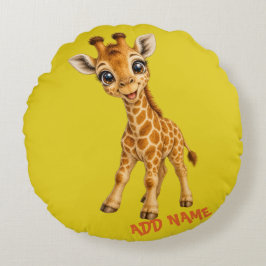 Mooie Actieve Baby Dieren Collectie Giraffe Citrie Rond Kussen