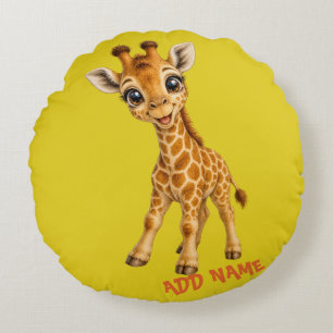 Mooie Actieve Baby Dieren Collectie Giraffe Citrie Rond Kussen
