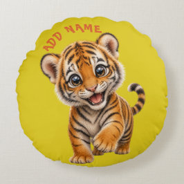 Mooie Actieve Baby Dieren Collectie Tijger Citrien Rond Kussen