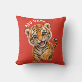 Mooie Actieve Baby Dieren Verzameling Tijger Rood Kussen