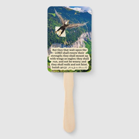 Mooie adelaar Schrift Jesaja 40:31 Handwaaier (Achterkant)