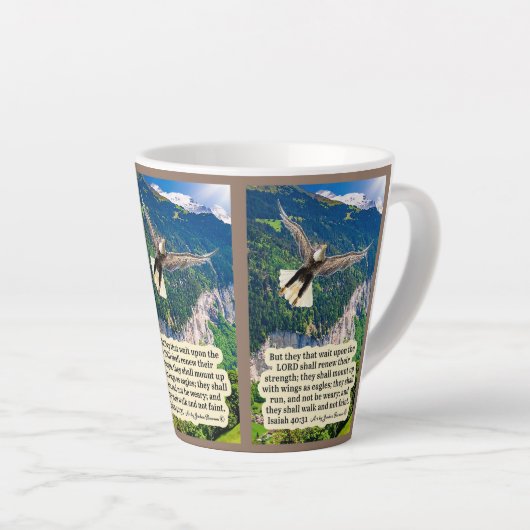 Mooie adelaar Schrift Jesaja 40:31 Latte Mok (Rechterhoek)