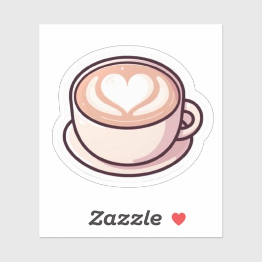 Mooie Aesthetic Latte Art Hart Koffiekop Sticker (Vel)
