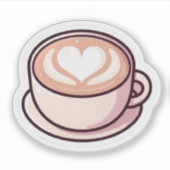 Mooie Aesthetic Latte Art Hart Koffiekop Sticker (Voorkant)