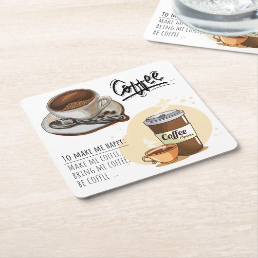 Mooie afbeelding Koffietijd voor koffieliefhebbers Kartonnen Onderzetters (Schuin)