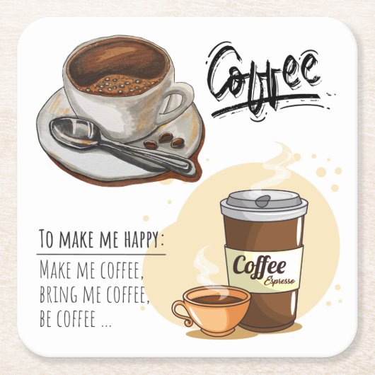 Mooie afbeelding Koffietijd voor koffieliefhebbers Kartonnen Onderzetters (Voorkant)