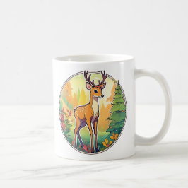 Mooie afbeelding van een hert in een gekleurd bos. koffiemok