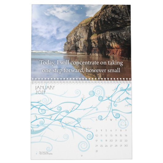 Mooie afbeeldingen met bevestigende kalender (Jan 2027)