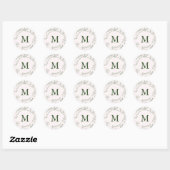 Mooie afdruk Monogram Blush Holiday Ronde Sticker (Vel)