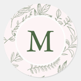 Mooie afdruk Monogram Blush Holiday Ronde Sticker