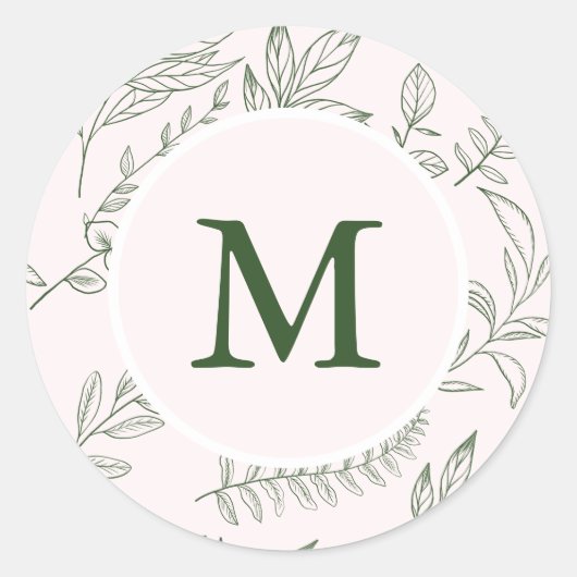 Mooie afdruk Monogram Blush Holiday Ronde Sticker (Voorkant)