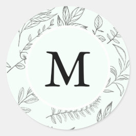 Mooie afdruk Monogram Mint Holiday Ronde Sticker