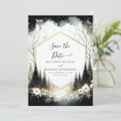 Mooie afdrukbare Enchanted Forest bruiloft Save The Date (Staand voorkant)